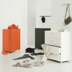 Relief Byrå Bred Med Ben, Vit