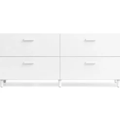 Relief Byrå Låg Med Ben, Vit