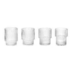 Ferm Living Snapsglas & Avecglas|Dricksglas-Ripple Glas 4-pack 20 cl, Klar