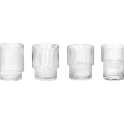 Ferm Living Snapsglas & Avecglas|Dricksglas-Ripple Glas 4-pack 20 cl, Klar