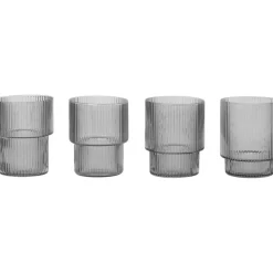 Ferm Living Snapsglas & Avecglas|Dricksglas-Ripple Glas 4-pack 20 cl, Klar