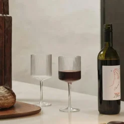 Ferm Living Vinglas-Ripple Rödvinsglas 2-pack, Frosted