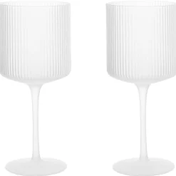 Ferm Living Vinglas-Ripple Rödvinsglas 2-pack, Frosted