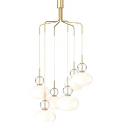 Rizzatto Cluster 6 Ljuskrona, Mässing / Opal