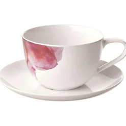 Villeroy & Boch Kaffekoppar|Tekoppar-Rose Garden Frukostkopp Med Fat, Vit