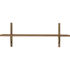 Ferm Living Vägghyllor-Sector Single Wide Hylla 34x87 cm, Rökt Ek/Mässing