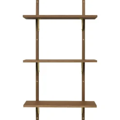 Sector Tripple Narrow Hylla 54x102 cm, Rökt Ek/Mässing