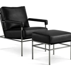 Jonas Ihreborn Fåtöljer-Seventy Five Fåtölj Läder, Challenger Brandy / Beige Canvas