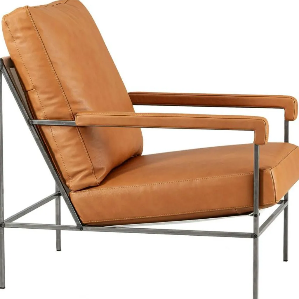 Jonas Ihreborn Fåtöljer-Seventy Five Fåtölj Läder, Challenger Brandy / Beige Canvas