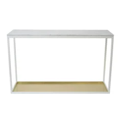 Sidobord Marmor/Mässing, Vit