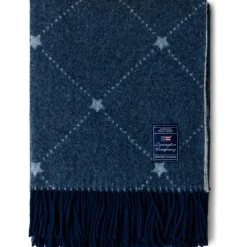 Signature Star Pläd 130x170 cm, Vit / Marinblå