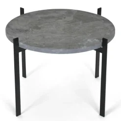 Single Deck Bord, Svart Underrede, Grå Marmor