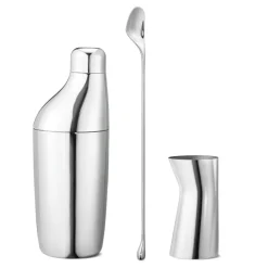 Georg Jensen Shakers-Sky Gåvoset Cocktailshaker, Sked & Shotglas