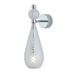 Smykke Vägglampa, Smokey Grey / Crystal Check Ball / Shiny Silver
