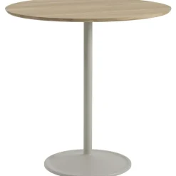 Soft Barbord Ø95x105 cm, Massiv Ek / Grå