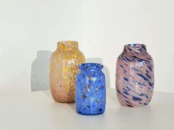 Splash Vas Rund L Ø18.5 cm, Gul/Ljusrosa