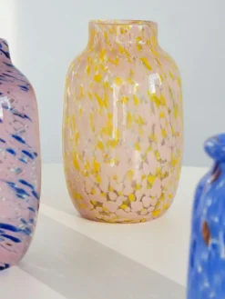 Splash Vas Rund L Ø18.5 cm, Gul/Ljusrosa