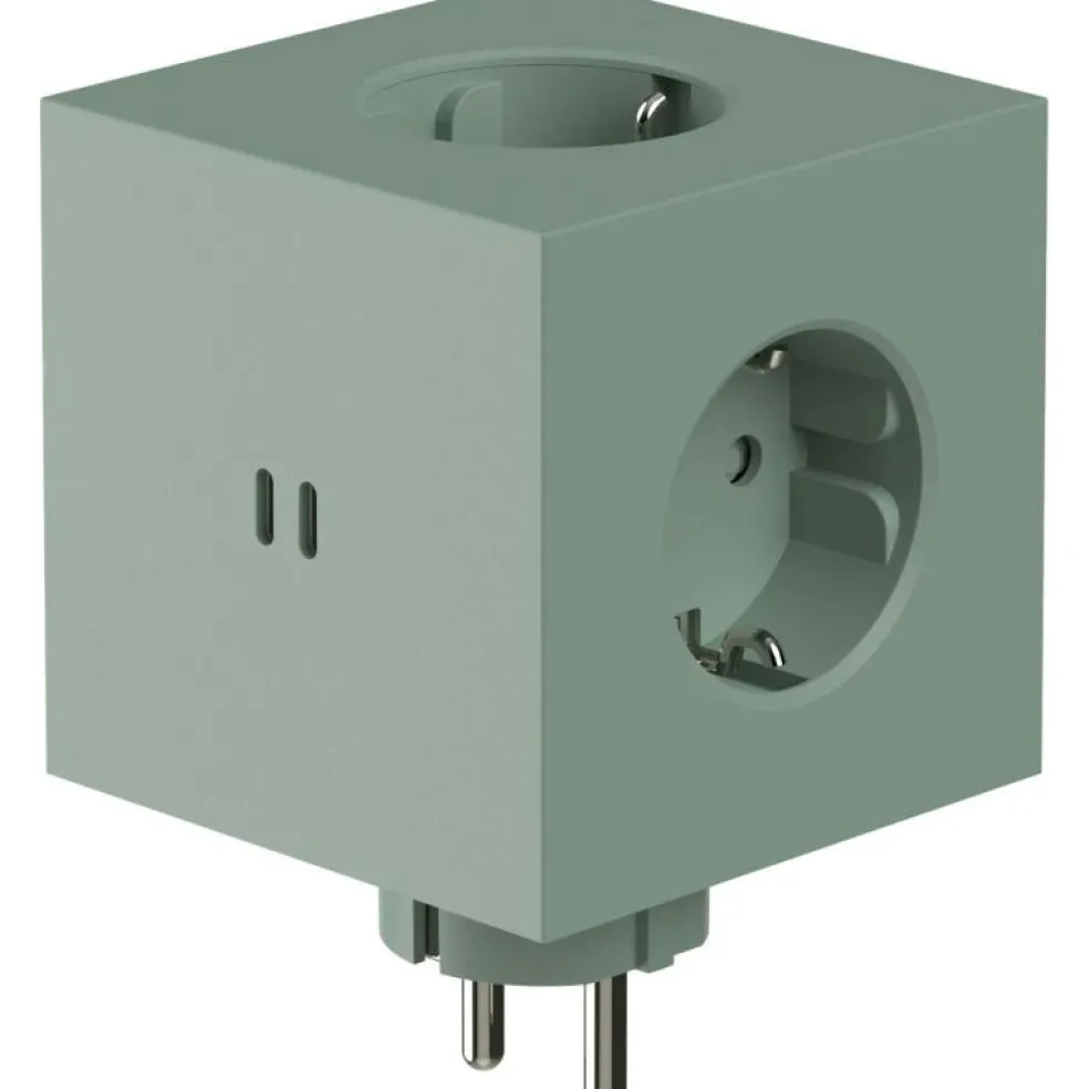 Square 2 Uttagsförlängare Med USB-C / Magnet, Beige