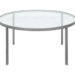 Square Soffbord Ø93x40 cm, Silver Grey/Glas