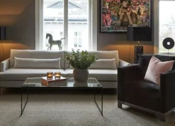 Square Soffbord, 122x62 cm, Svart/Burned Walnut