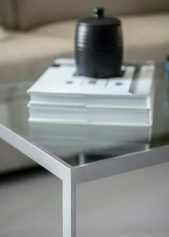 Square Soffbord, 122x62 cm, Svart/Burned Walnut