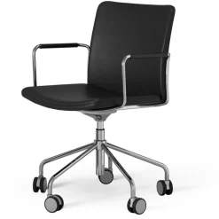 Swedese Skrivbordsstolar & Kontorsstolar|Stolar-Stella Stol Med Hjul Höj/ Sänkbar , Krom / Mörkbrun