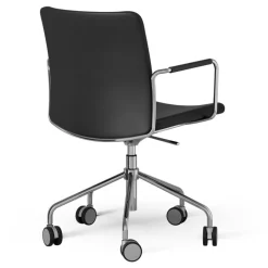 Swedese Skrivbordsstolar & Kontorsstolar|Stolar-Stella Stol Med Hjul Höj/ Sänkbar , Krom / Mörkbrun