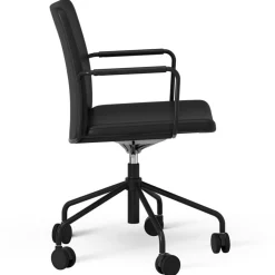 Swedese Skrivbordsstolar & Kontorsstolar|Stolar-Stella Stol Med Hjul Höj/ Sänkbar , Krom / Mörkbrun