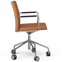 Swedese Skrivbordsstolar & Kontorsstolar|Stolar-Stella Stol Med Hjul Höj/ Sänkbar , Krom / Mörkbrun