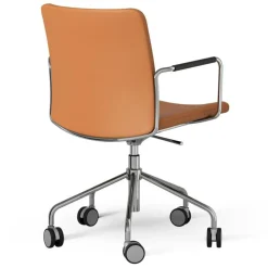 Swedese Skrivbordsstolar & Kontorsstolar|Stolar-Stella Stol Med Hjul Höj/ Sänkbar , Krom / Mörkbrun