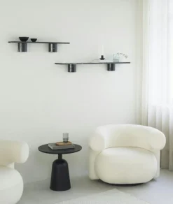 Sten Vägghylla 80 cm, Svart Marmor