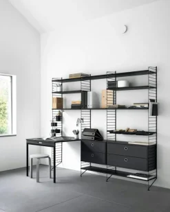 String Modulära Hyllsystem-Hylla Kombination F Arbetsplats, Beige