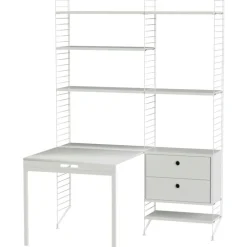 String Modulära Hyllsystem-Hylla Kombination E Arbetsplats, Beige