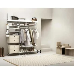 String Hyllplan Med Hög Kant Metall 20x58 cm, Beige