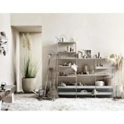 String Hyllplan Med Hög Kant Metall, Mörkgrå