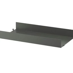 String Hyllplan Med Hög Kant Metall, Mörkgrå