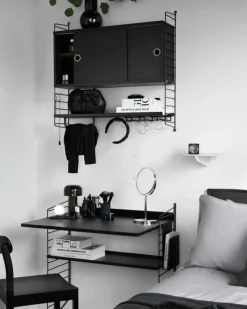 String Hyllplan Med Låg Kant Metall 58x20 cm, Mörkgrå