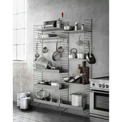 String Hyllplan Med Låg Kant Metall 58x20 cm, Mörkgrå