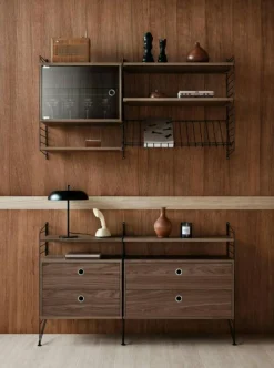 String Skåp Med Glasdörr 30x58 cm, Mörkgrå