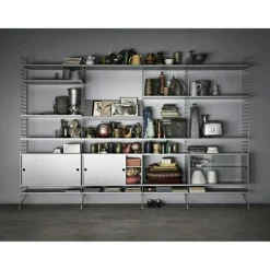 String Skåp Med Skjutdörrar 30x78 cm, Mörkgrå