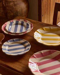 Pick a Poppy Assietter-Stripe Assiett 22 cm, Grön