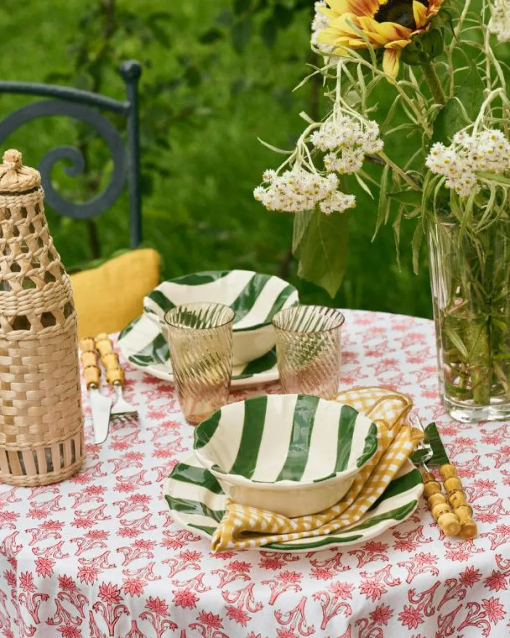 Pick a Poppy Assietter-Stripe Assiett 22 cm, Grön