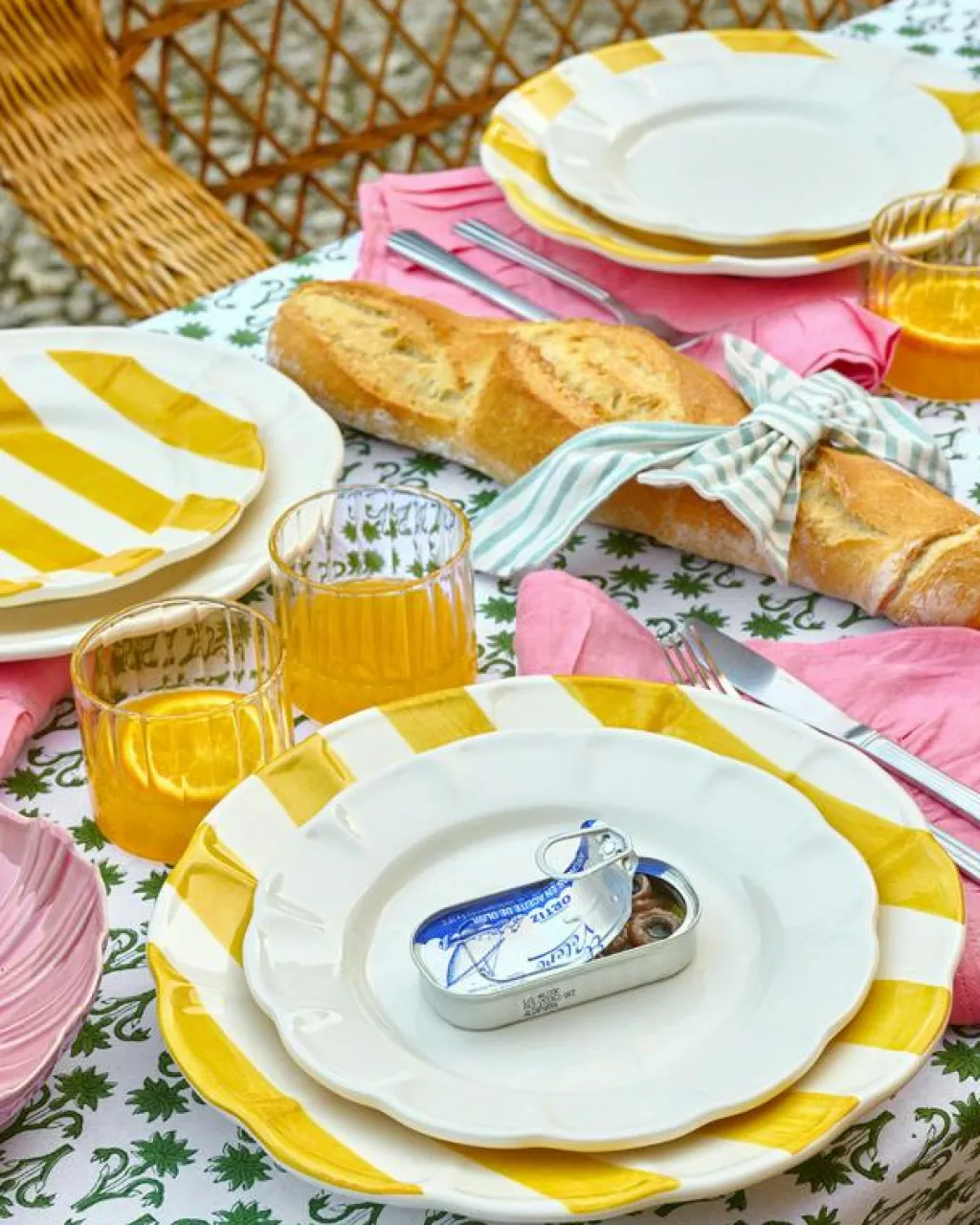 Pick a Poppy Assietter-Stripe Assiett 22 cm, Grön