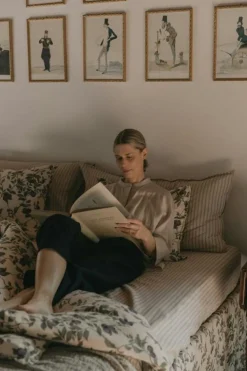 Stripe Mauve Dra-På-Lakan, 180x200 cm