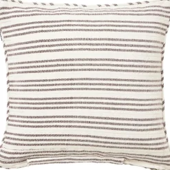 Stripe Structured Linen/Cotton Kuddfodral 50x50 cm, Vit/Grön