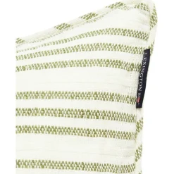 Stripe Structured Linen/Cotton Kuddfodral 50x50 cm, Vit/Grön