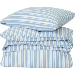 Striped Cotton Poplin Örngott 50x60 cm, Blå