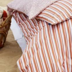 Striped Cotton Poplin Örngott 50x60 cm, Blå