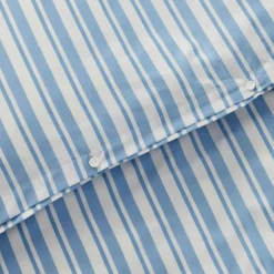 Striped Cotton Poplin Örngott 50x60 cm, Blå