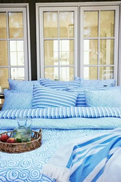 Striped Cotton Poplin Örngott 50x60 cm, Blå